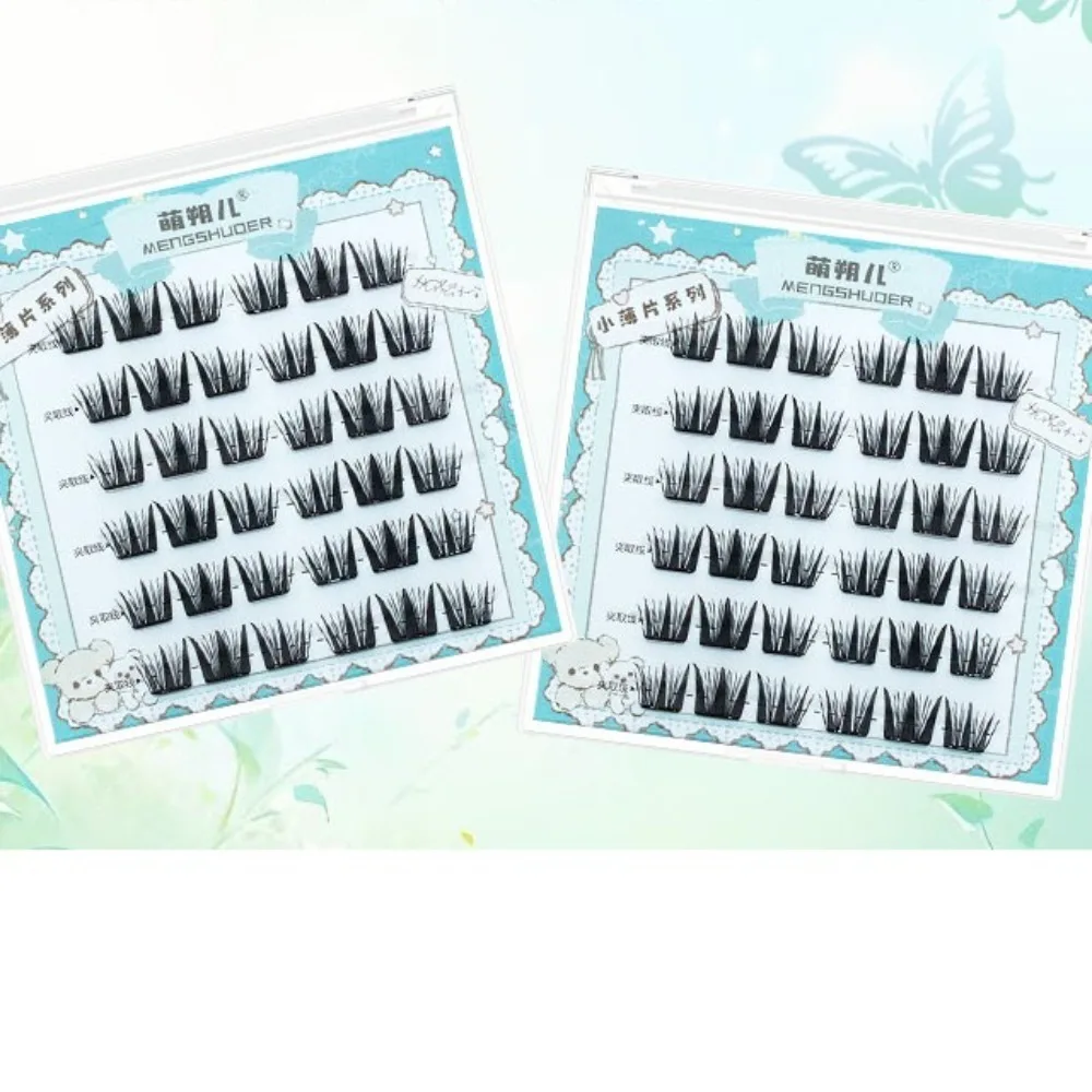 Popular Fluffy No-Glue False Eyelashes Natural Curl DIY Lash Cluster Manga Eye Self Adhesive 3D False Eyelashes Girl