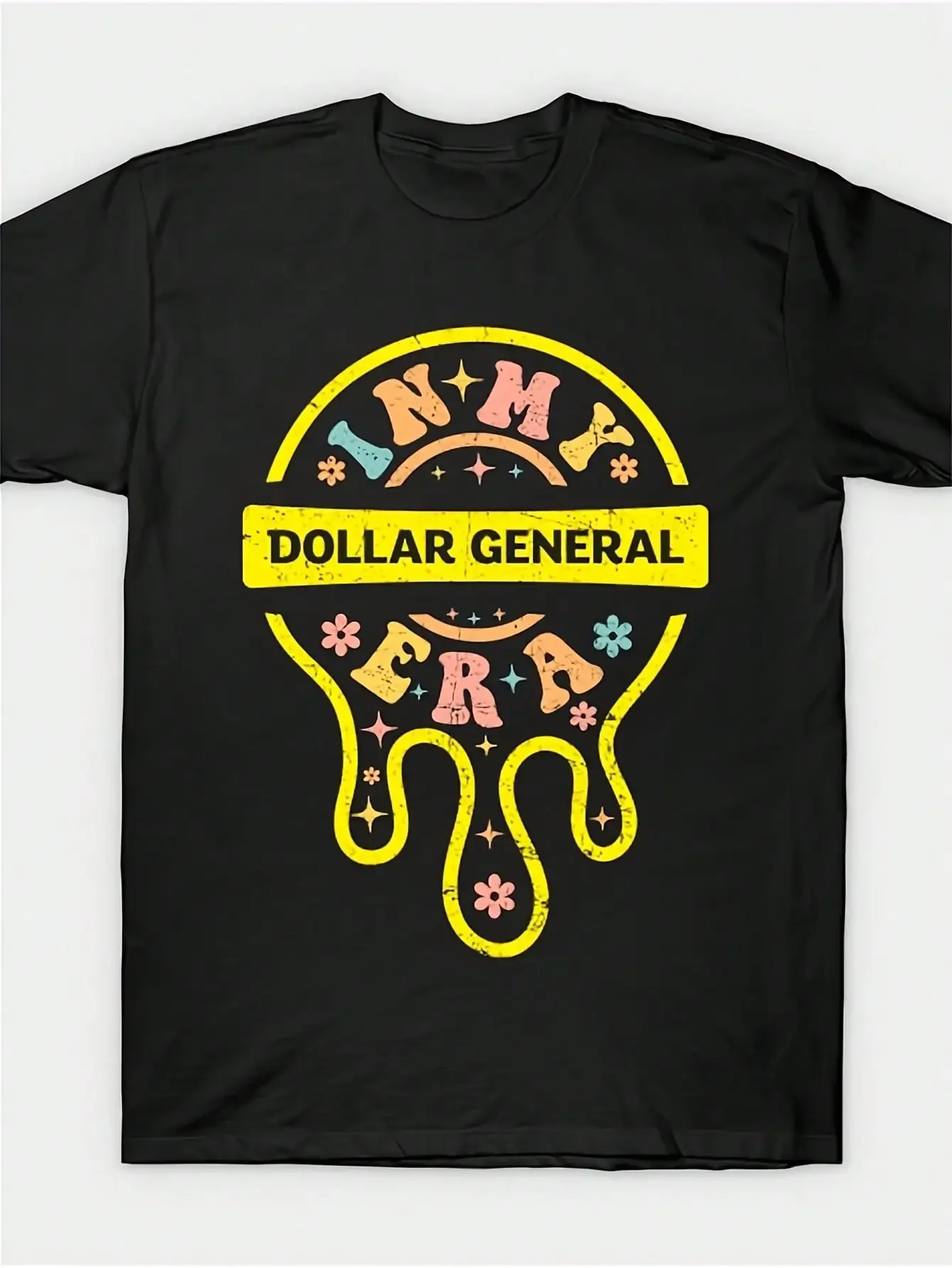 Camiseta de algodón para hombre con estampado de la era general de My Dollar, cuello redondo, manga corta, ajuste Regular, estiramiento medio, informal de verano