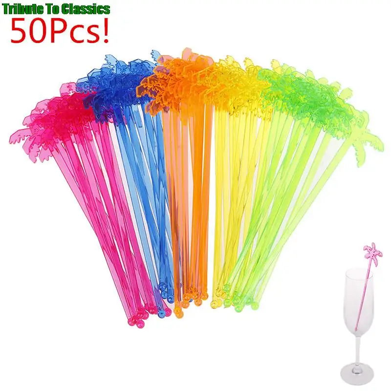 Agitador de plástico para bebidas y vino, palitos de árbol de Coco para cóctel, agitador de bebidas, Muddler de café, decoración de club nocturno, gran oferta, 50/100 piezas