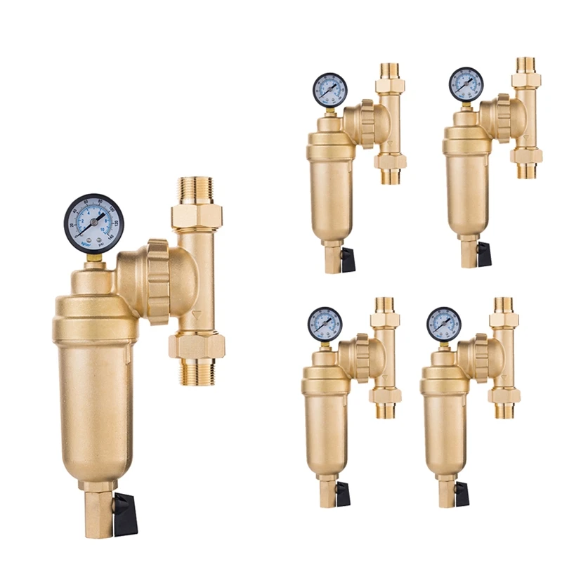 

360 Degree Universal Rotating Valve Filter Whole House Central Filter Reusable Sediment Water Filter Nickel-Plated 6-Point Joint