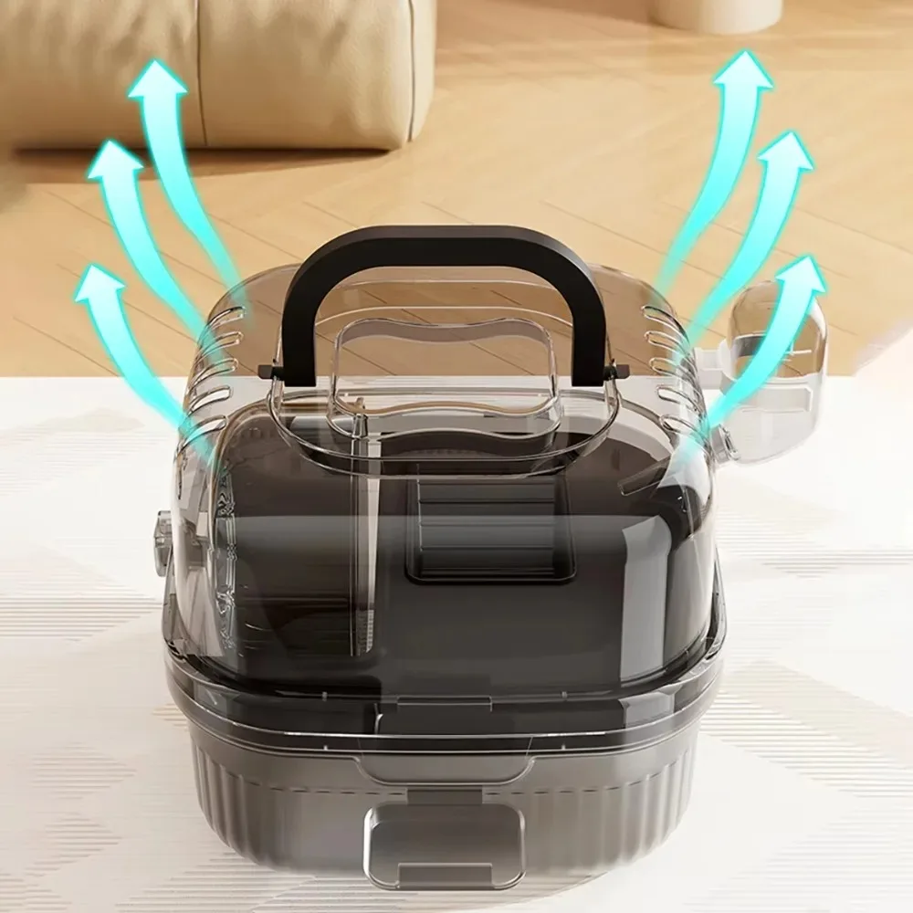 سعة كبيرة الهامستر قفص السفر تنفس شفافة القنفذ أقفاص المحمولة 2 طبقات القنفذ الناقل السفر في الهواء الطلق #4