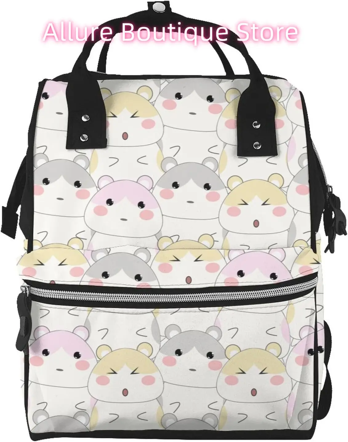 

Cute Hamster Print Diaper Bag Backpack for Women Large Capacity Nappy Bag Multifunction Waterproof Mummy Backpacks for Mom Dad E