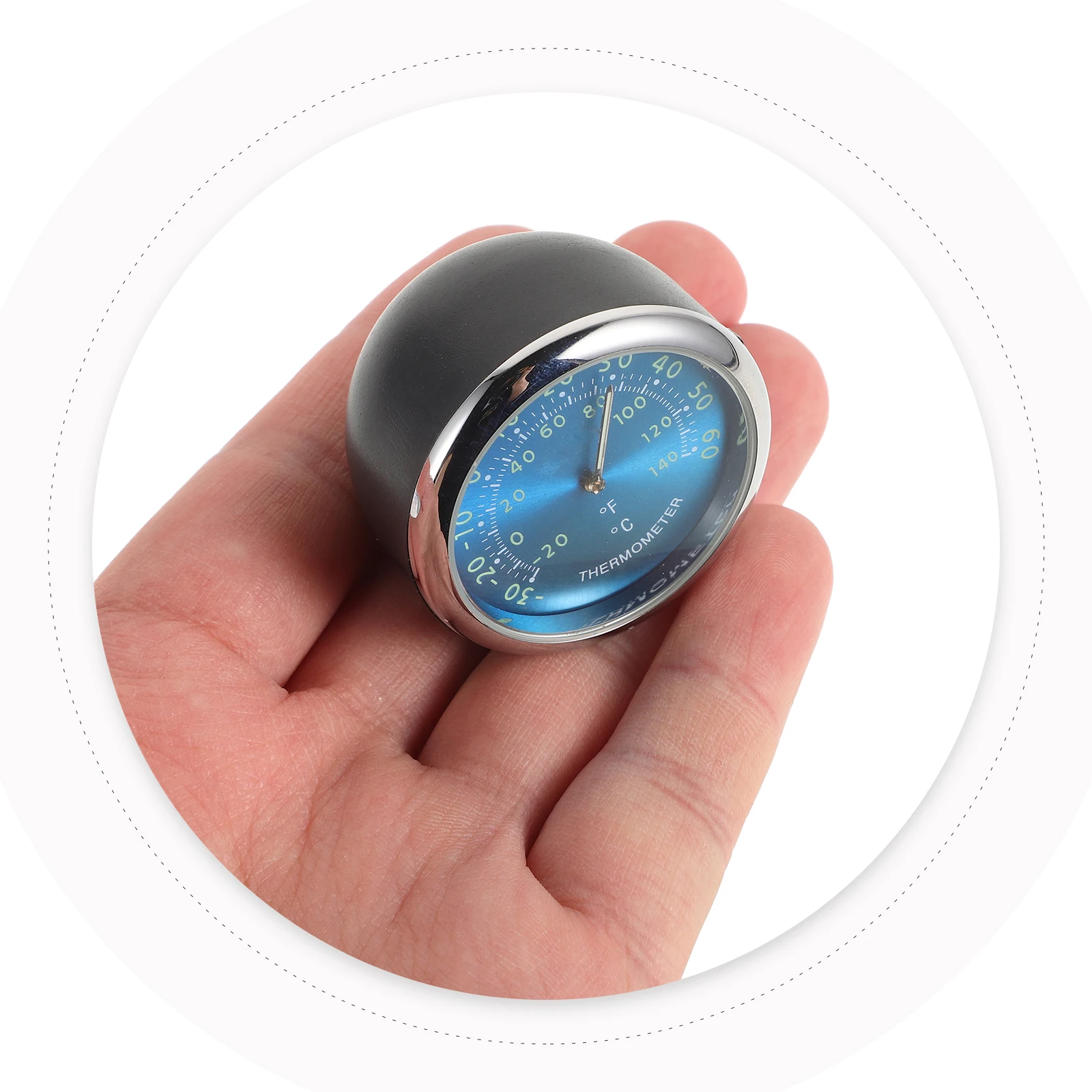 Car Dashboard Thermometer Luminous Blue Mini Vehicle Thermometer Electronic Clock Interior Temperature Monitor Glow