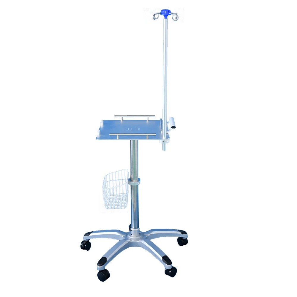 YAO Medical Standing Trolley Rolling Cart Medical Trolley With Big Platfrom  With Cable Hanger EKG Machine Cart