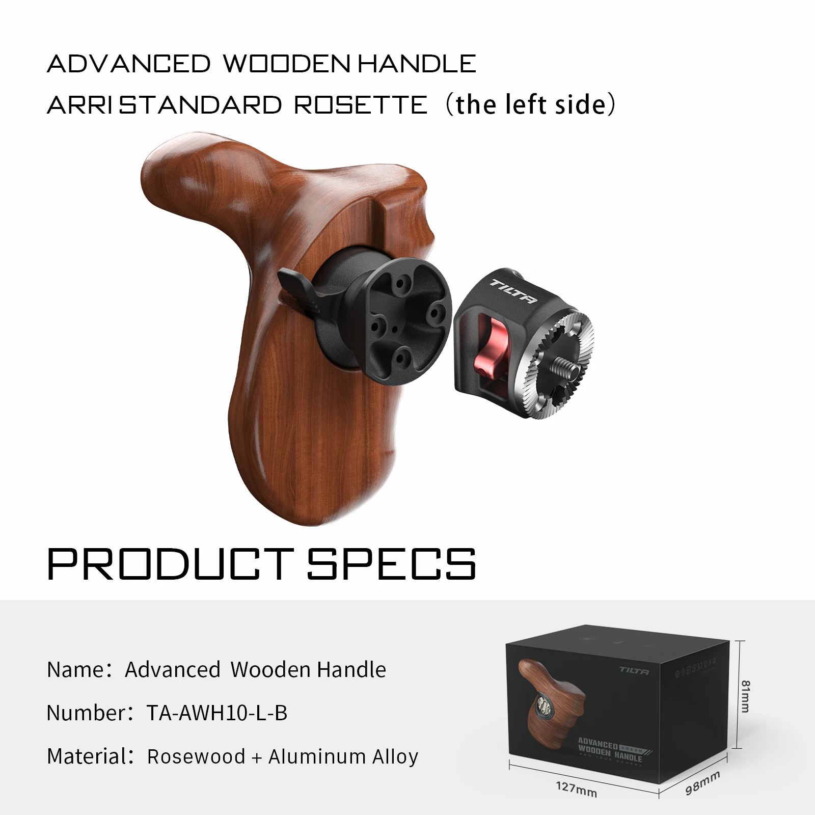 TILTA Houten handvat TA-LWH/TA-RWH Professionele camera-kooi voor links en rechts, compatibel met SONY BMPCC Dji Pocket Nikon Canon