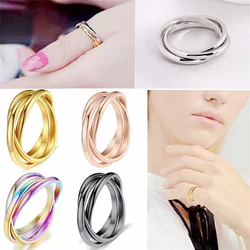 Three-Ring Couple Ring Anti-Anxiety Fidget Rotating Ring Titanium Steel Finger Ring Men Women Jewelry Gift 2023 New Fashion