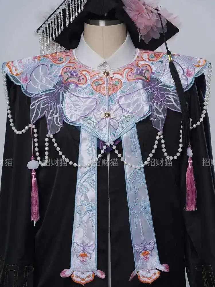 

New Chinese Style Blue Hanfu Cloud Shoulder Graduate Academic Dress Shawl Heavy Industry Embroidery Antiquities Fake Collar