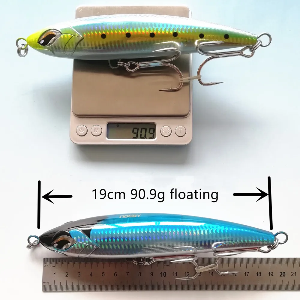 Noeby 3pcs 19cm 86g Big Pencil Stickbait Fishing Lure Floating Trolling Surface Artificial Bait for GT Sea Boat Fishing Lure