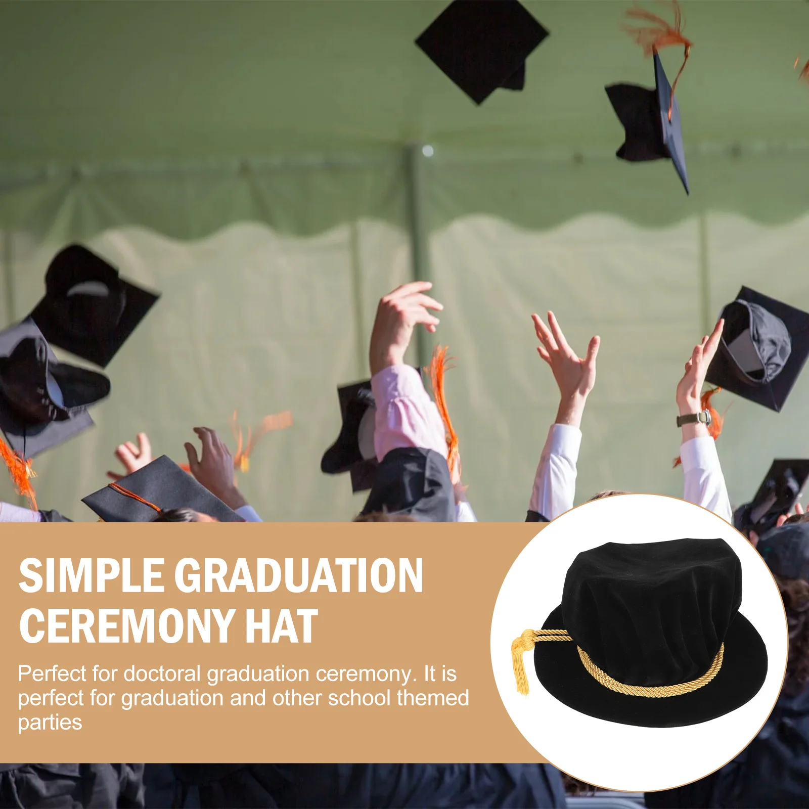 Birrete de Graduación Doctoral, Birrete de Ceremonia de Graduación para Adultos, Hermoso Diseño Exquisito para Decoración de Eventos Escolares y Fiestas