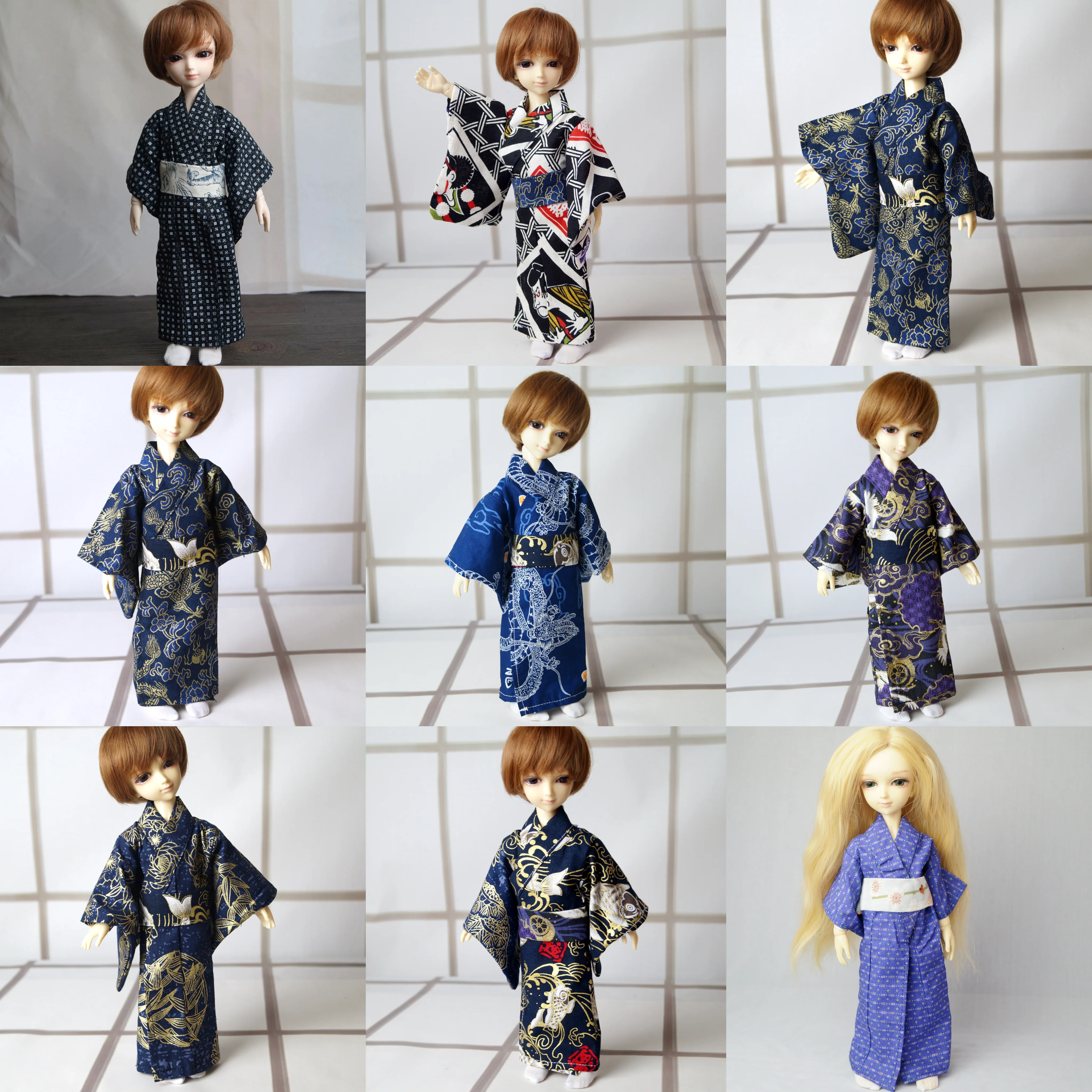 

Many Japan Style Kimono Dress Costume Drama For Boy 1/6 11” Tall BJD YOSD DK DZ AOD DD Doll Free Shipping