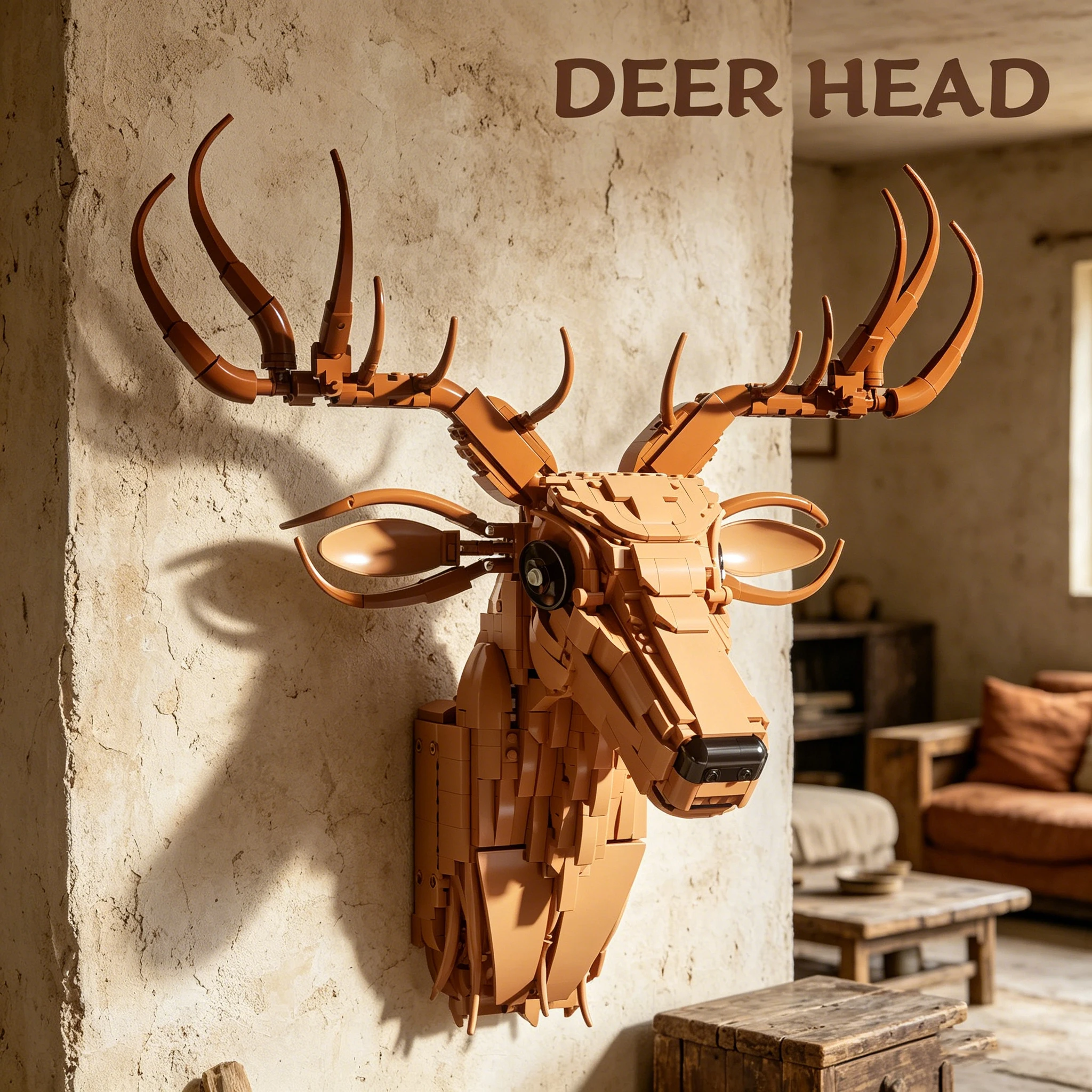 

Stag Deer Head Building Blocks 1350PCS Animal Model Wall Hanging Home Ornament Desktop Decor Educational DIY Puzzle Toy For Teen