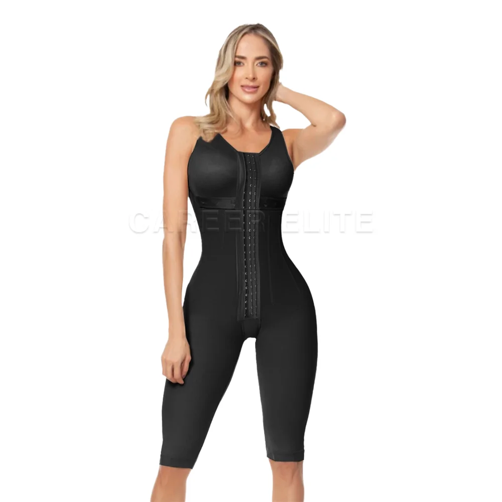 Women Fajas Shapewear Bodysuit with Bra Sleeveless High Compression Slimming Body Shaper with Front Hooks Tummy Control Corset