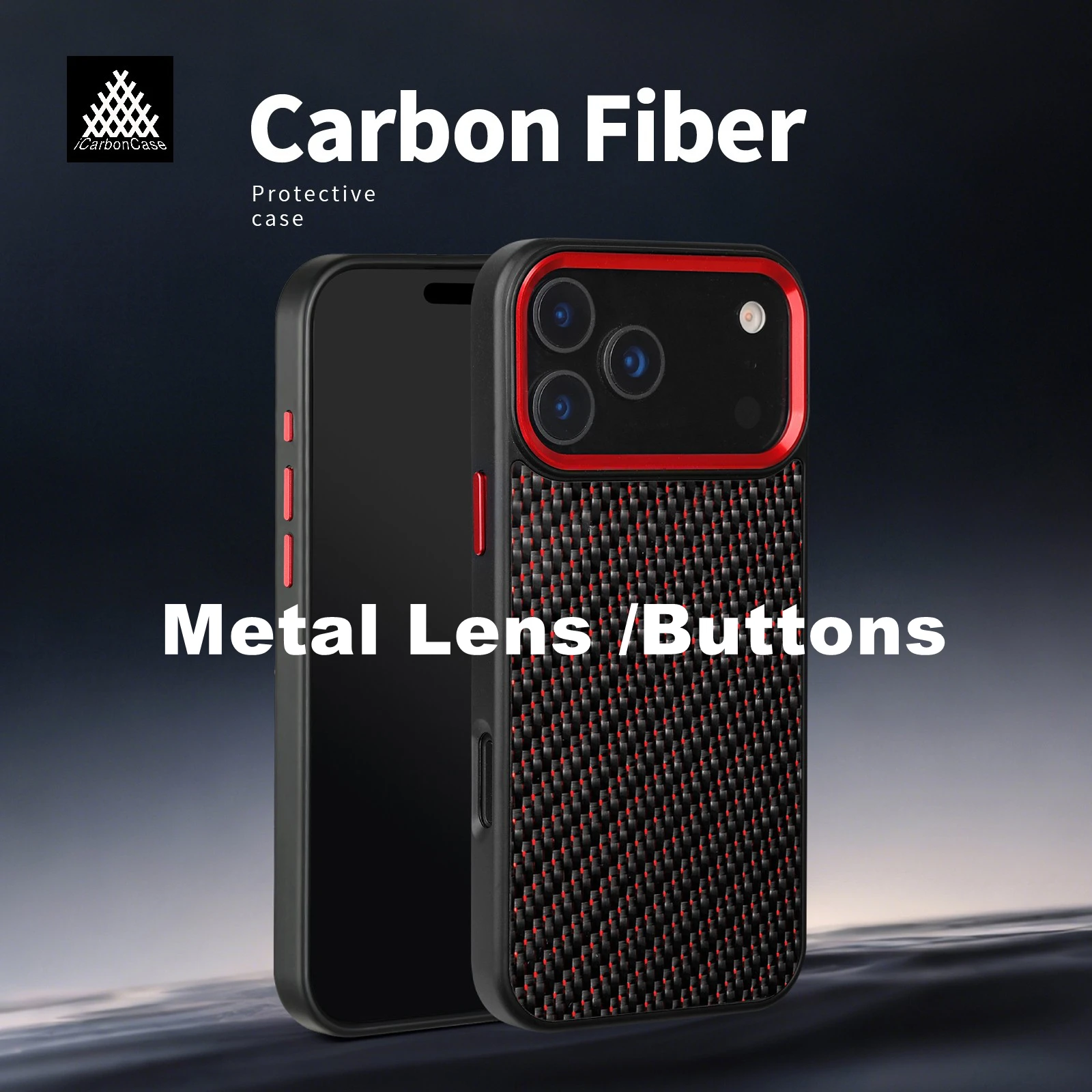 

Магнитный чехол из натурального тканого углеродного волокна для iPhone 17, 16, 15, 14, 13, 12 Pro Max 17Air с магнитной/металлической рамкой объектива и кнопками