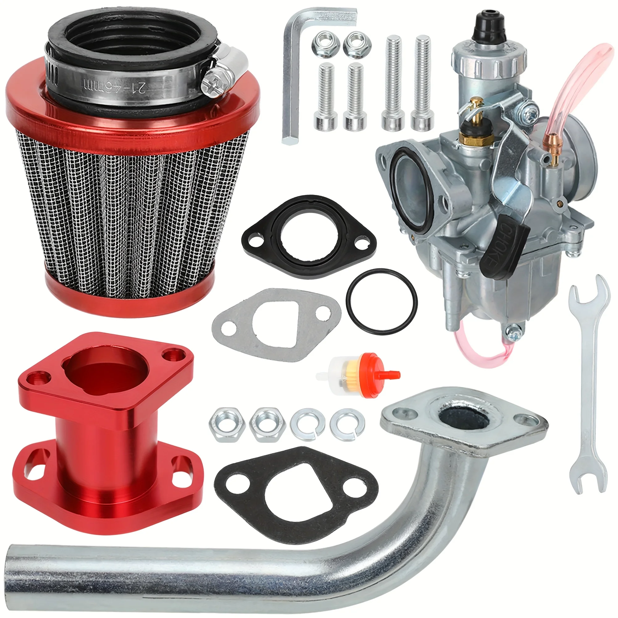 AliExpress 1 Set VM22 Motorcycle Carburetor with Exhaust Kit&38mm Air Filter for BT200X CT200U CT200U-EX Baja MB200 Mini Bike KT196 Go Kart