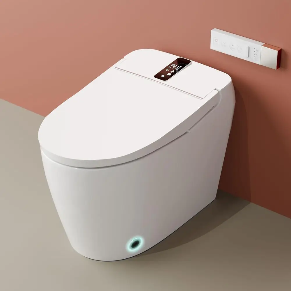 Inodoro Inteligente - Apertura/Cierre Automático, Diseño Alargado, Pantalla LED, Altura Confortable, Sensor de Pie, Sistema de Limpieza Automática, Asiento con Calefacción