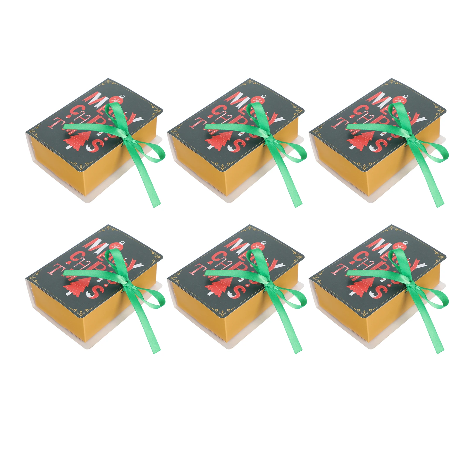 

6 Pcs Gift Boxes Christmas Pattern Bright Color Premium Material Creative Book Shape C y Boxes Treat Containers Gifts Packaging