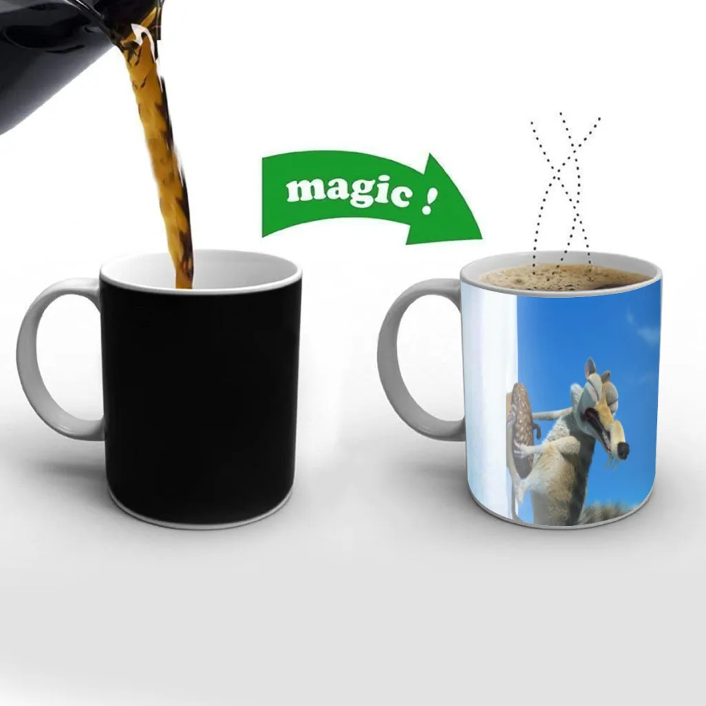 ICE AGE Cartoon Free shipping New Magic Mug Changing Color Mug Coffee Tea Mug Temperature Color Changing Heat Sensitive Cup