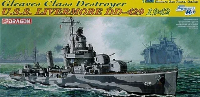 DRAGON Kit modello di nave militare 1027 USS Livermore DD-429 Gleaves Class Destroyer 1942 1/350 Assemblare modello