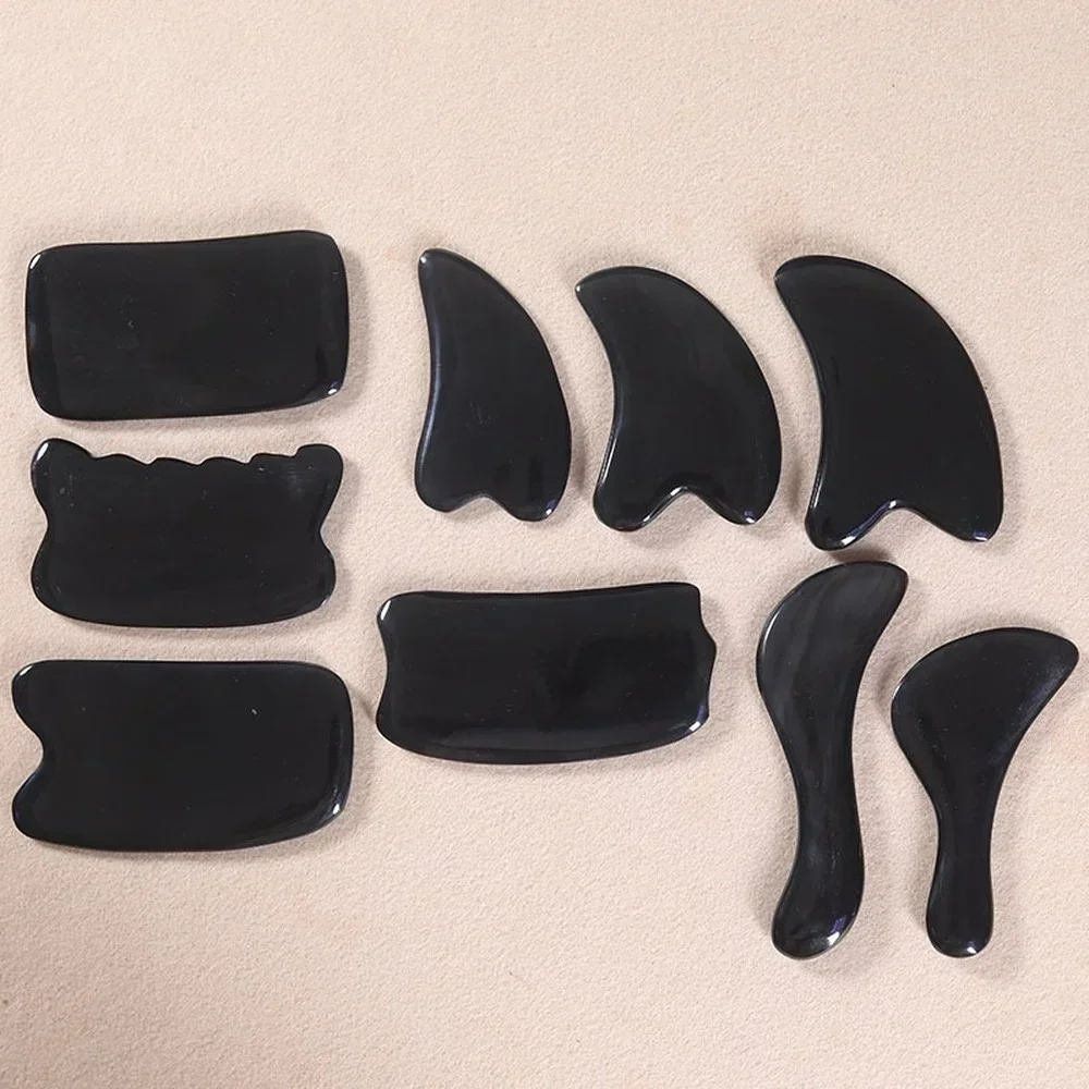 Facial and Neck Gua Sha Scraper Tool for Beauty SPA Massage, Skin Care, Fades Wrinkles and Spots, Natural Bian Stone