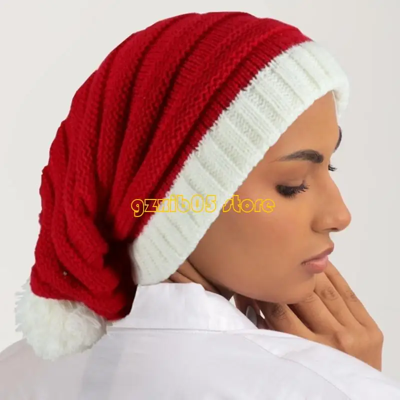 C9GE Theme Party Knitted Santa Hat Christmas Party Hat for All Age Festival Santa Caps Family Gathering Props Christmas Hat