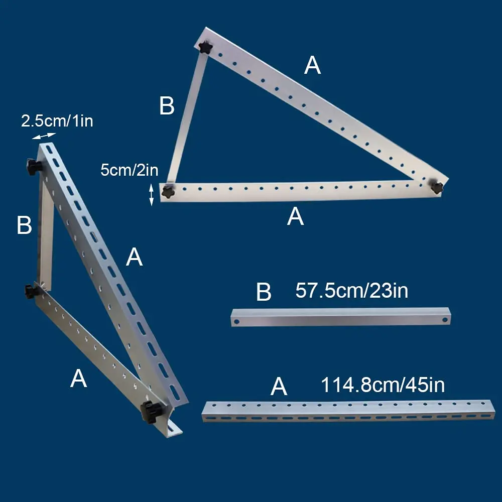 Anodized Triangle PV Mount Bracket, Adjustable Aluminum Solar Accessories, High-Strength Solar Energy Hardware Parts for Outdoor