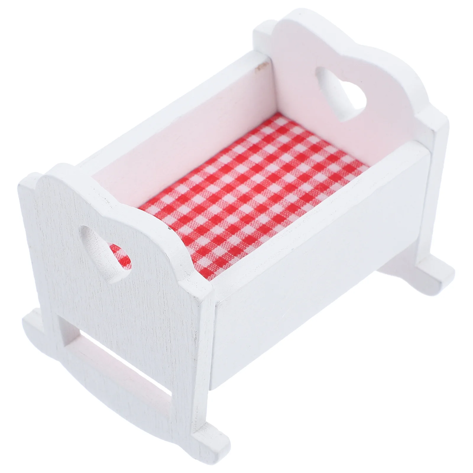 

Bassinet for Baby House Cradle Bed Mini Crib Decor Dolls White Tiny Furniture Crafts Ornament