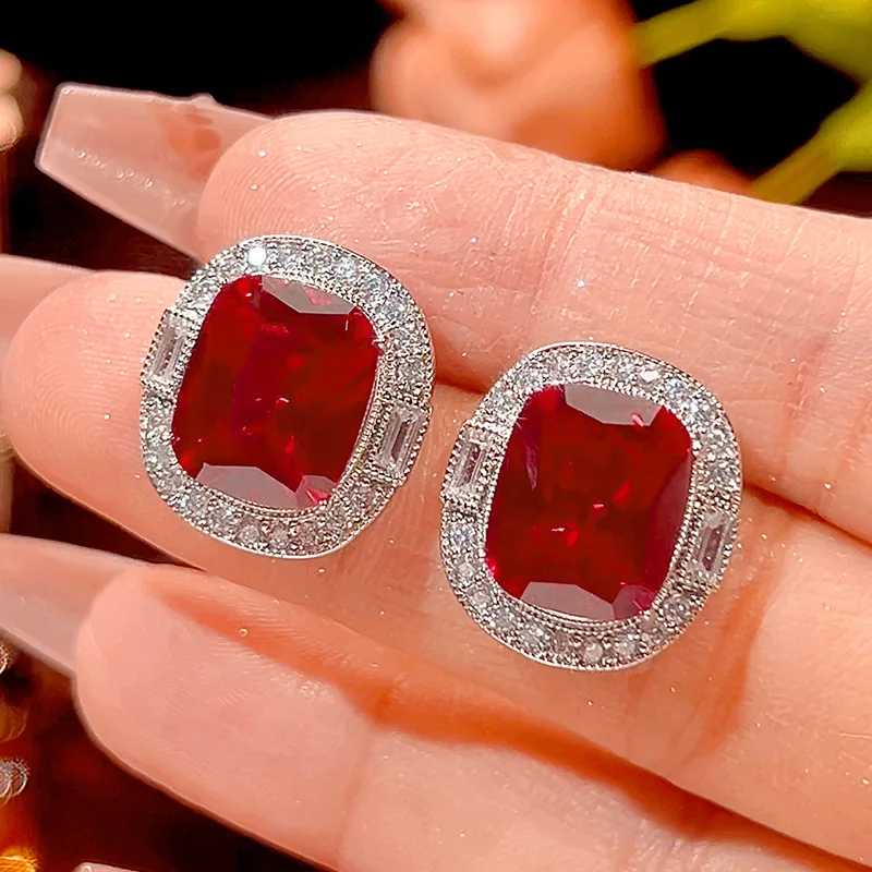 

Роскошные ювелирные украшения с рубинами рубинового цвета, огранка «кушон»: регулируемое кольцо, ожерелье, серьги, комплект с ореолом, для помолвки, свадьбы, вечеринки, для женщин.