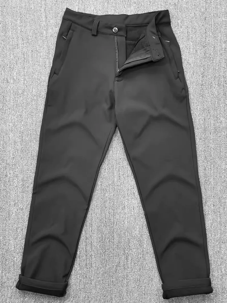 Imagem -03 - Calça Grossa de lã Quente Masculina Calça Impermeável para Caminhada Concha Macia à Prova de Vento Roupas Esportivas Calças de Campismo ao ar Livre 5xl