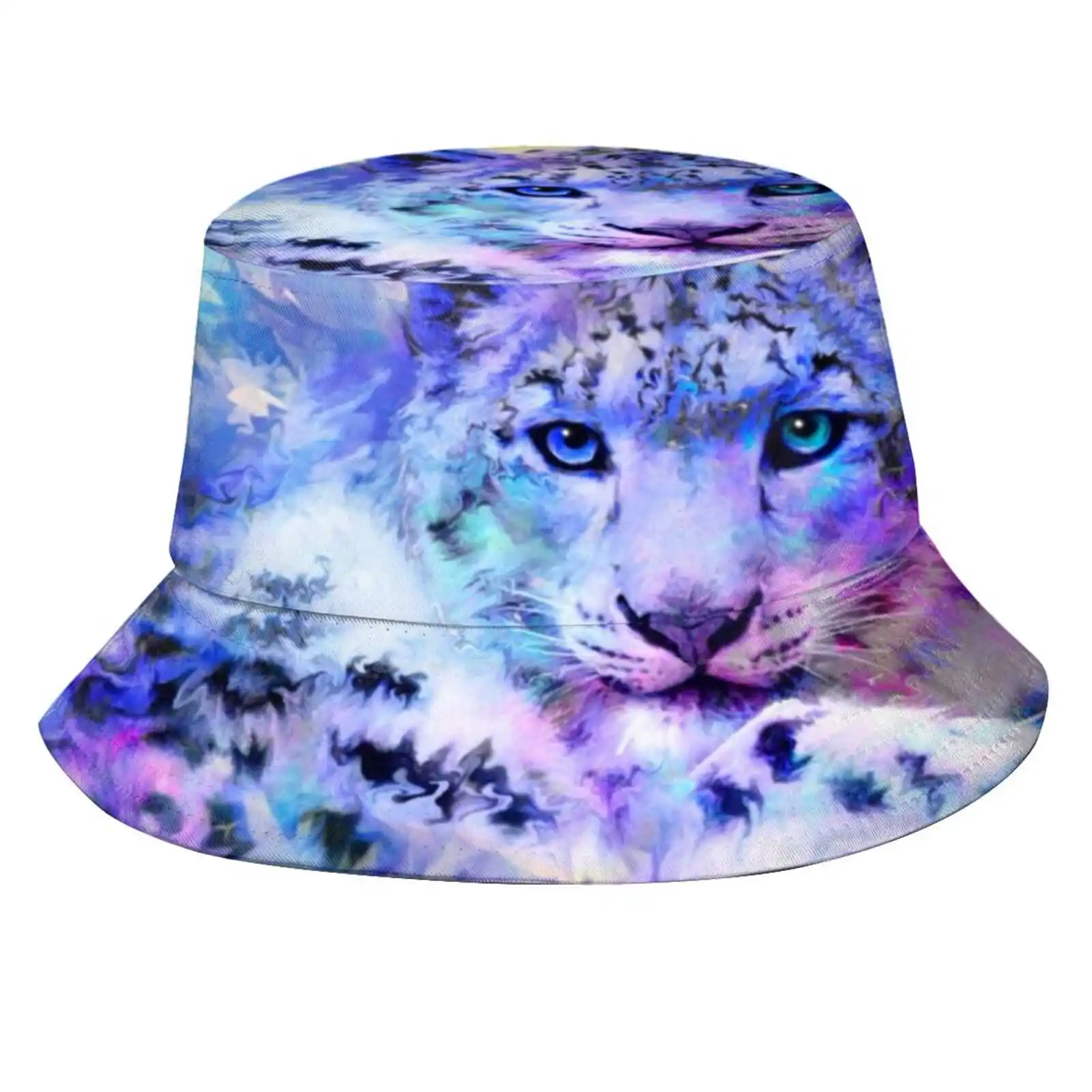 Crystal Snow Leopard Sun Cap Fisherman Hat Bucket Hats Crystal Snow Leopard Snow Leopard Art Animal Art Colorful Animals