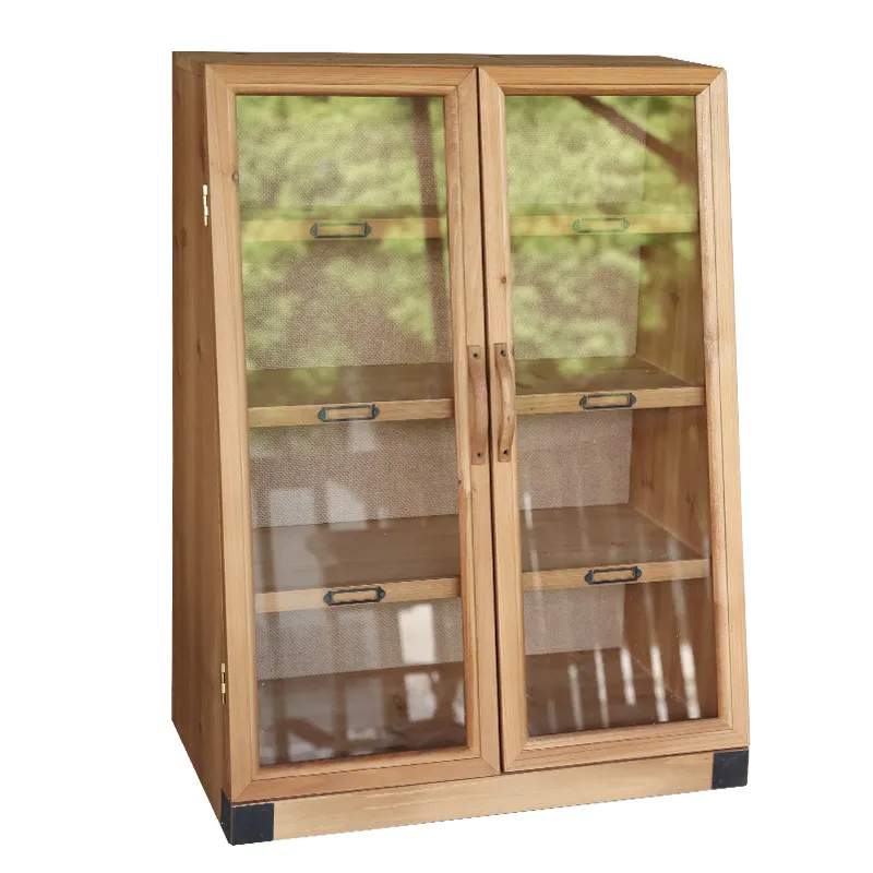 Home desktop bookshelf, cosmetic tea set, dust-proof storage box, retro table cabinet, cup display cabinet.