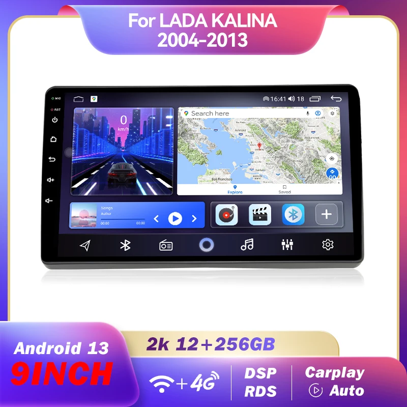 

For LADA 2004-2013 KALINA Android 13 Car Radio Multimedia Video Player GPS CarPlay 9 INCH Head Unit 2K QLED Stereo Screen