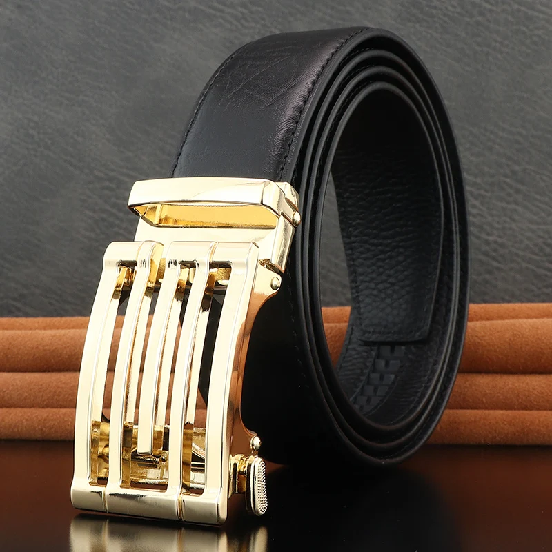 

High Quality Men's mode belt waist buckle automatic full leather business male casual corset cintos masculinos
