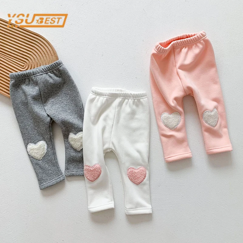 Winter Infant Baby Girls Loving Heart Printing Pants Children\'s Clothes Pants Newborn Baby Girls Thicken Pants