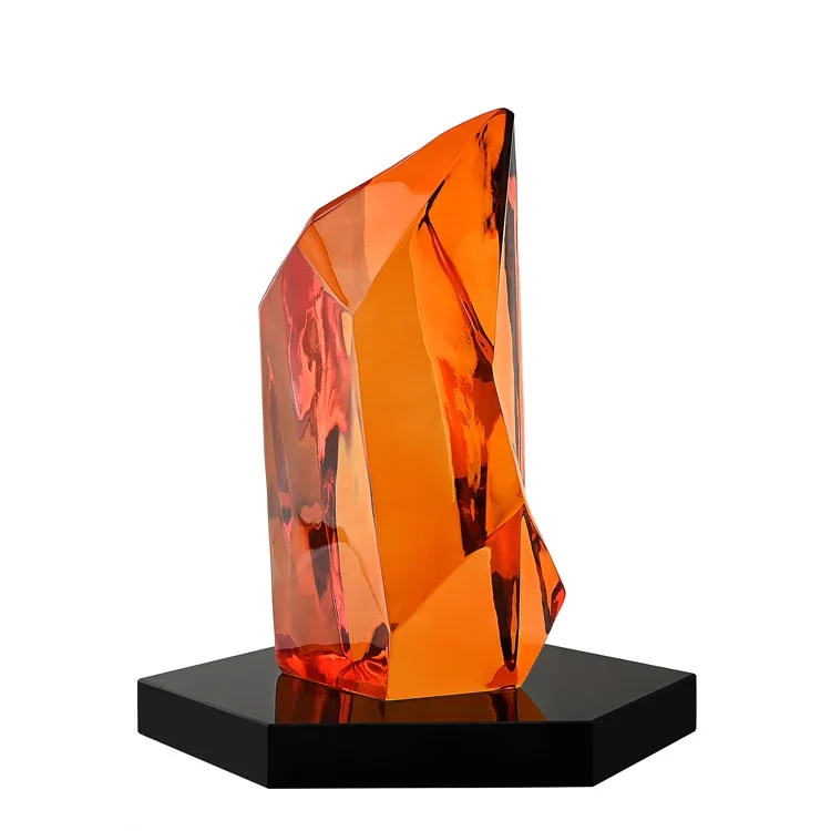 Customized High-quality K9 Large Crystal Trophy Reward Crafts Color UV Printing Mountain Luxury  Home Decoration Ornament