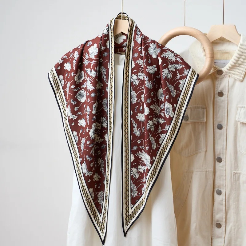 Neuer Vielseitiger Retro-Druck Dreieckstuch Modischer Old-Money-Stil Gürtel Sonnenschutz-Schal Damen Modischer Seidenschal
