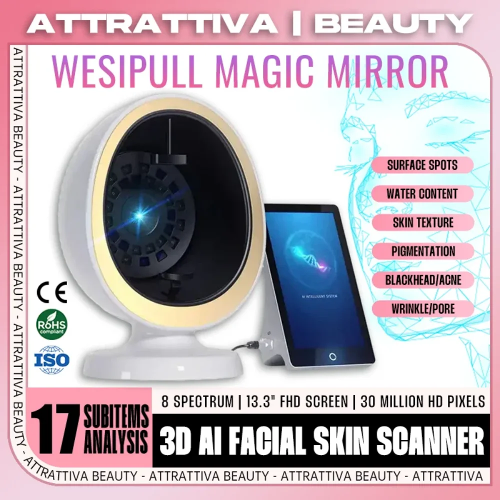 Magic Mirror Max 3D AI Skin Analyzer Scanner facciale completo 8 Spectrum Detection attrezzatura professionale per saloni di bellezza