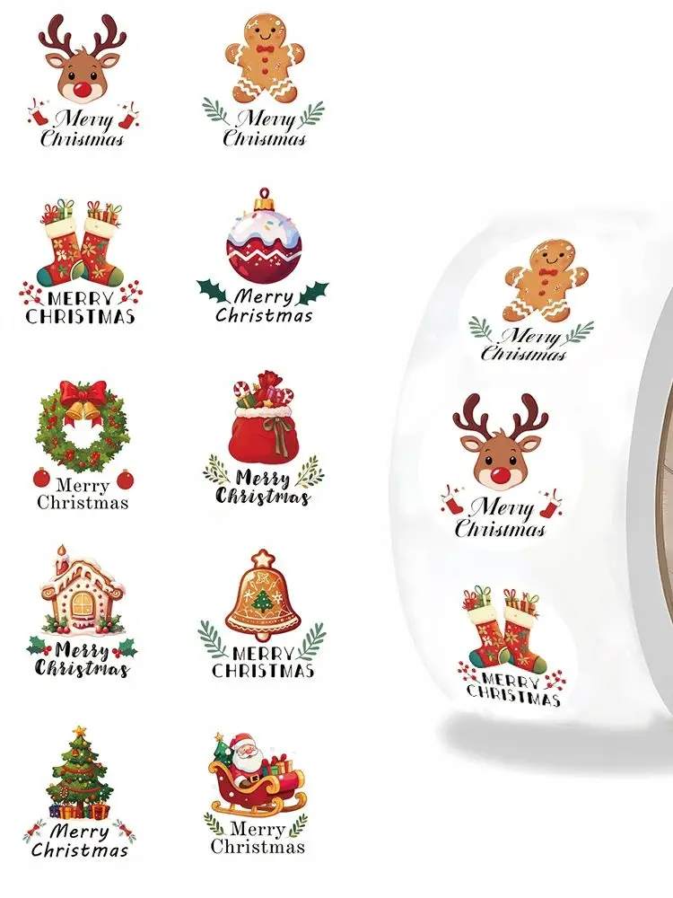 AliExpress 500PCS Cartoon Elk Santa Claus Christmas Roll Sticker Laptop Luggage Skateboard Bicycle Personalize Phone Motorcycle Art Sticker