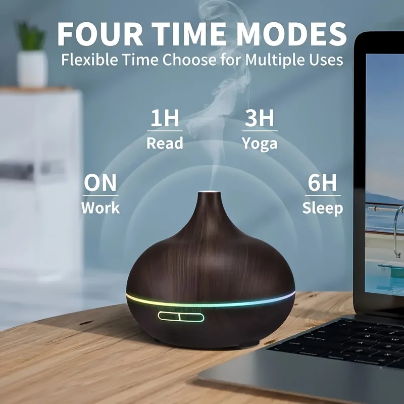 

500ML Air Humidifier With 7 Colors Night Lights wood grain Essential Oil Diffuser Aroma Diffuser USB desktop humidifiers home