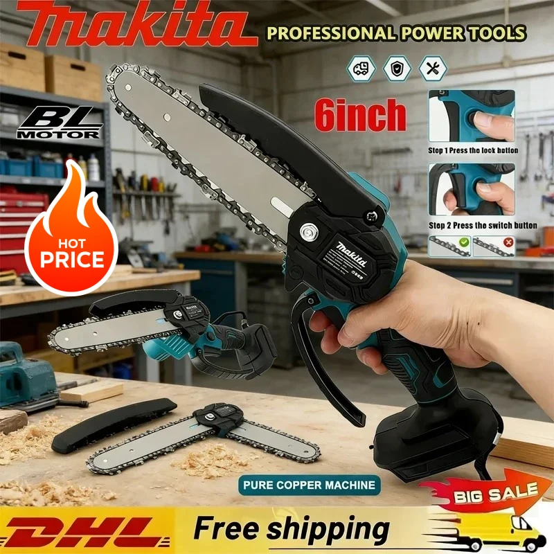 

Makita 6 Inch Chain Saw Electric Saw Handheld Portable Wood Logging Chainsaw Garden Pruning Wood Power Tool 18V /20V