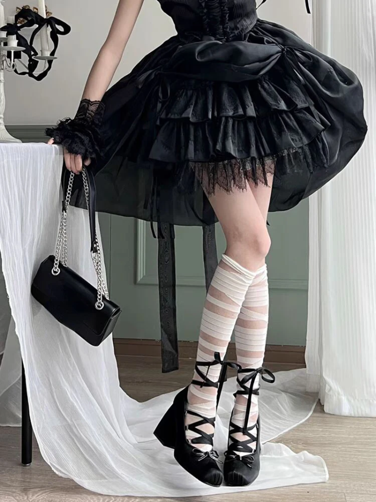 Silk Square Toe Women High Heel Shoes Sexy Lace Up Fashion Women Pumps Lolita Kawaii Sweet Shoes Elegant 2023 Summer Design