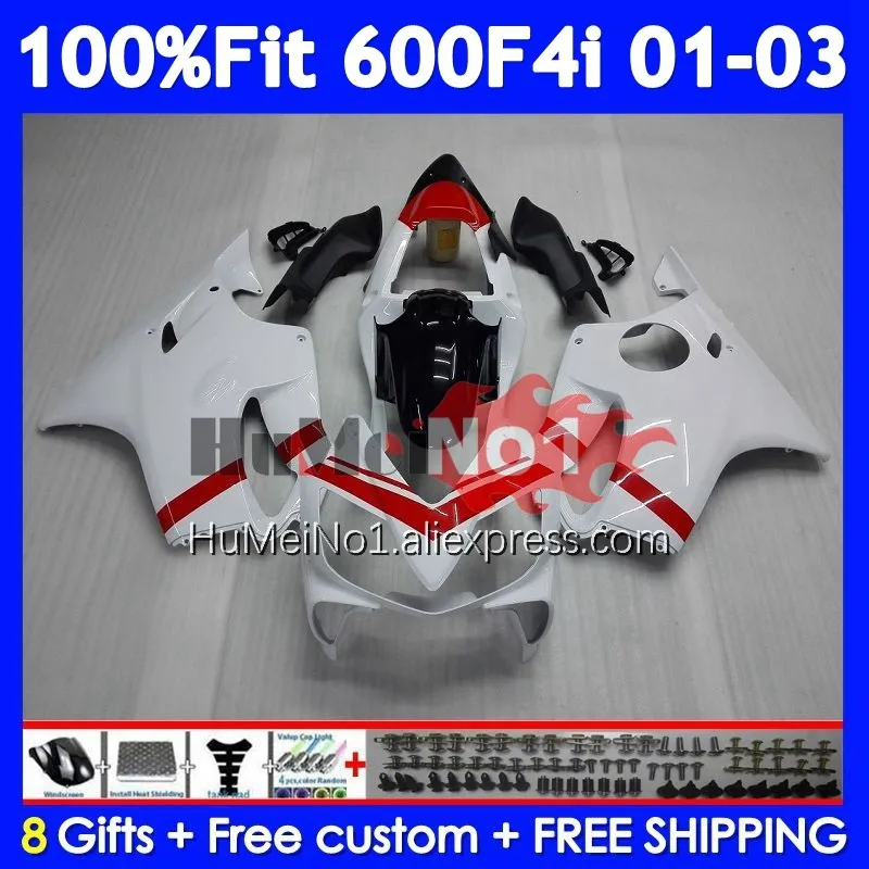 Injection Body For HONDA CBR 600 White red F4i 600F4i 600CC CC 34No.23 CBR600F4i 01 02 03 CBR600 F4i 2001 2002 2003 Fairings