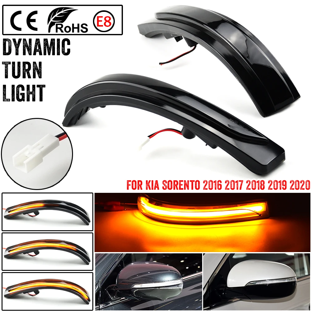 2 Pcs LED Dynamic Turn Signal  for scratch resistant. Car LED Lamp For Kia Sorento 2016-2020 Flash Light With matte surface
