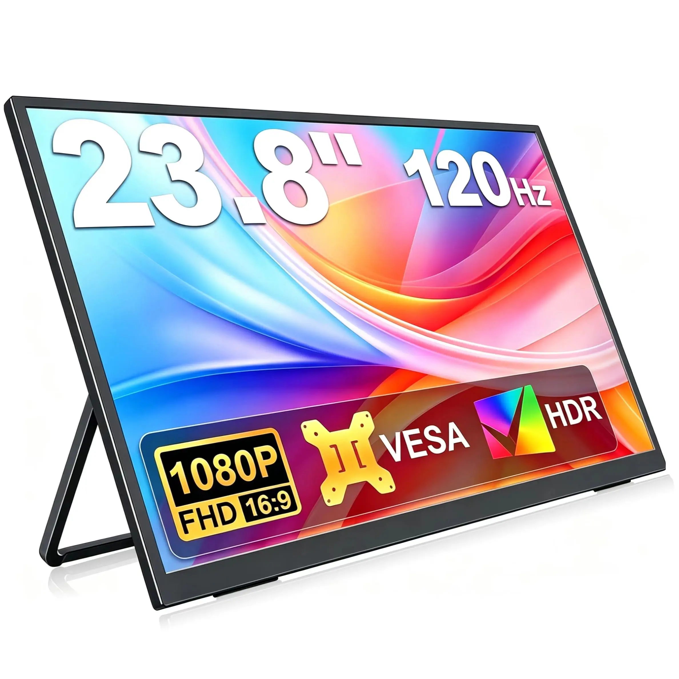 23.8 Inch 120Hz Portable Monitor IPS FHD 1920*1080 100%sRGB VESA External Second Screen for Phone Laptop TV PC Game Consoles