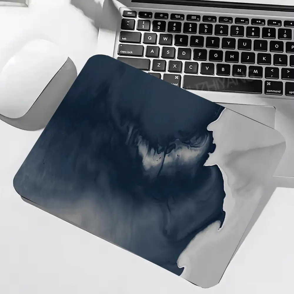 Navy Blue White Ink Fluid Marble Swirl Texture Print Art Mausepad Gamer small mousepad 22*18/25*29CM Office PC Accessories 40*45
