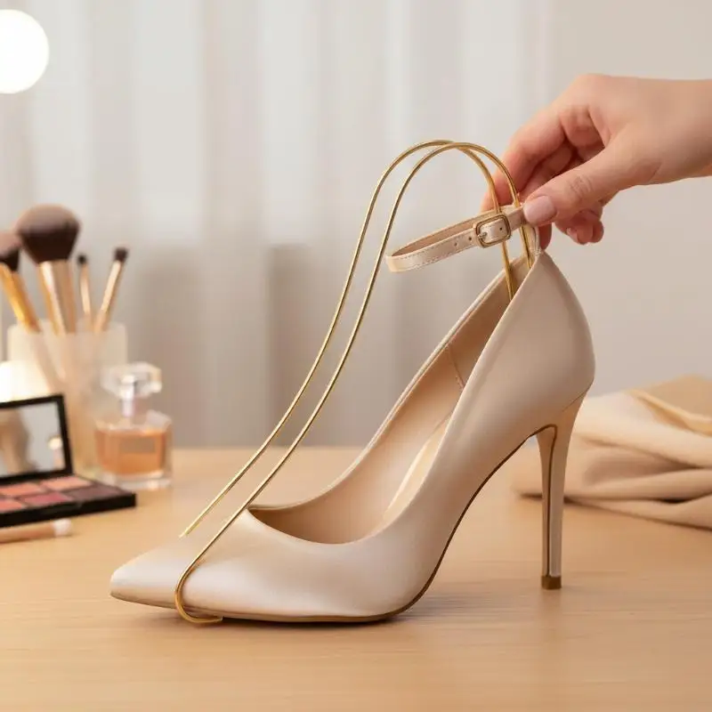 Stainless Steel Heel Shoe Stretcher Display Stand Rack Elegant Wire Shoe Holder For Retail Store Home Shoe Collection