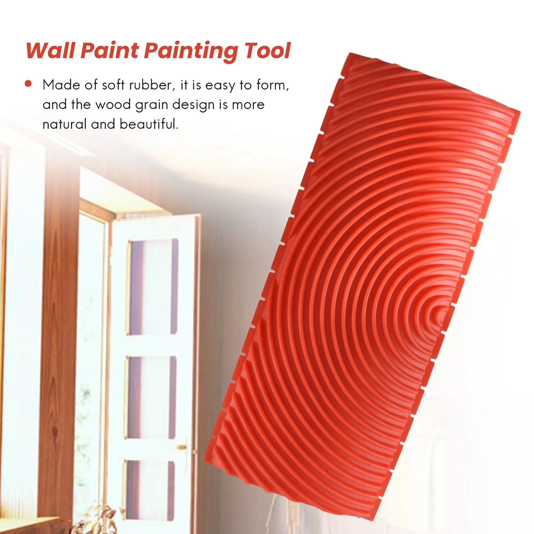 Wood Graining Tool Set for Wall Painting Decoration, Rubber Pattern, DIY, 4pcs