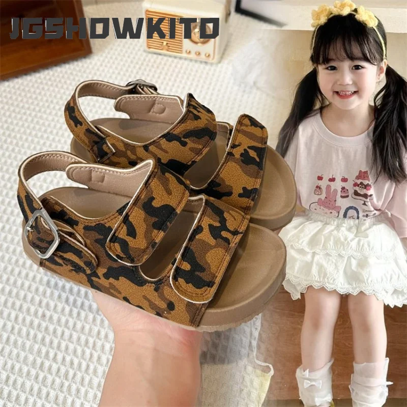 JGSHOWKITO Children Breathable Sandals Outdoor Summer Causal Shoes for Girls Thick Bottom Non-slip Kids Open-toe Beach Sandals