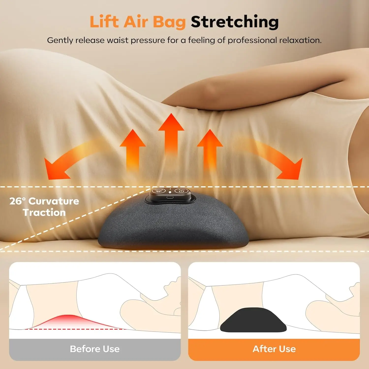 Smooth Triple Fusion 3-in-1 Lumbar Pillow Back Massager with Heat,Pain Relief & Relaxation at Home & Office – Gift Idea