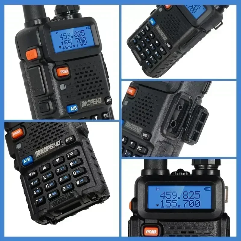 4 pces baofeng UV-5R bateria grande 8w tri-potência walkie talkie de alta potência banda dupla de longo alcance portátil uv 5r rádio