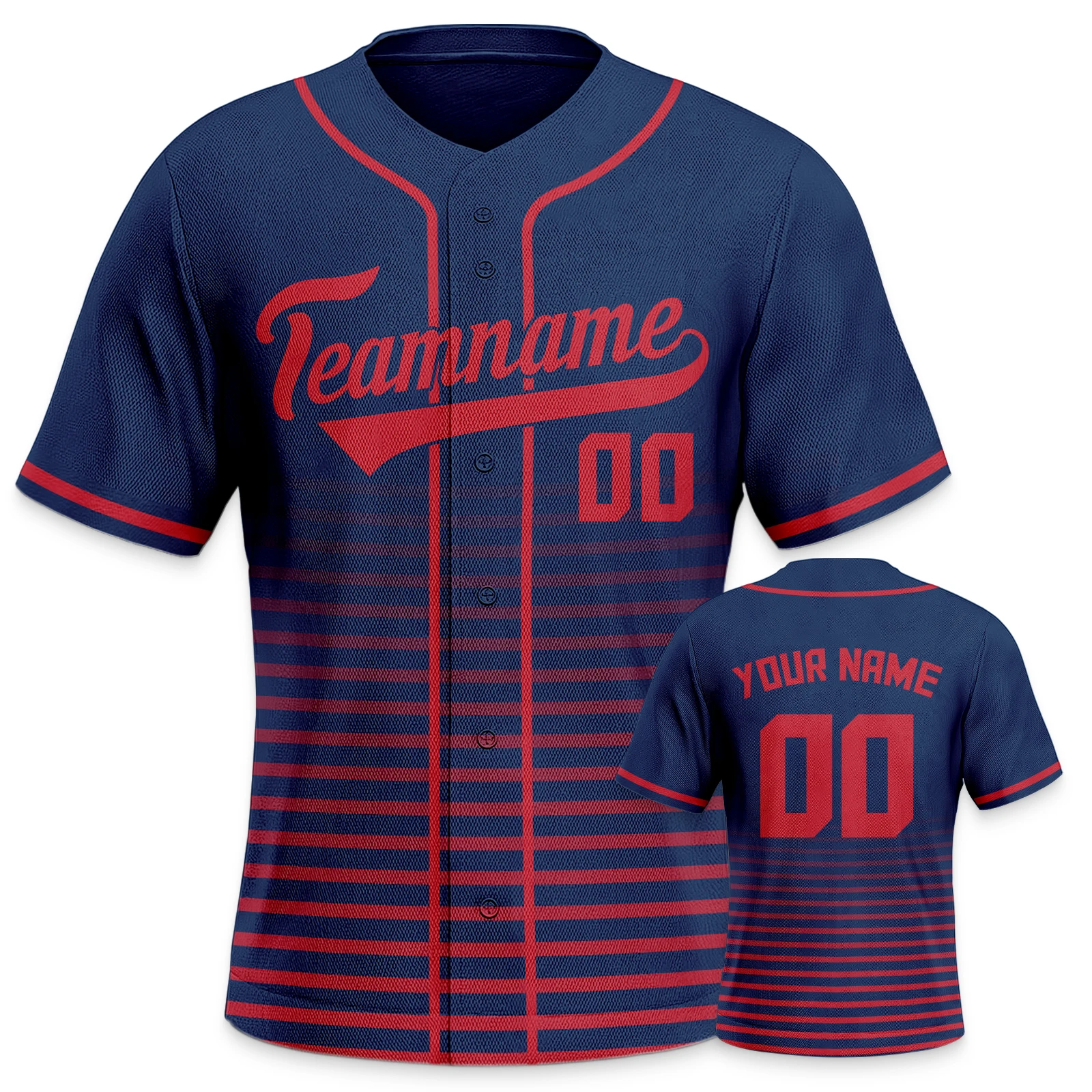 Custom Stripe Baseball Jersey Print Name Number Personalized Team Baseball Navy Red Shirt Men Women Youth Kids Training Top